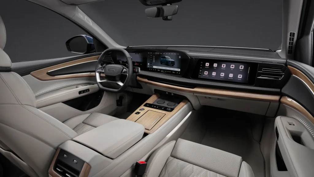 Wnętrze nowego Audi Q7 z jasną tapicerką